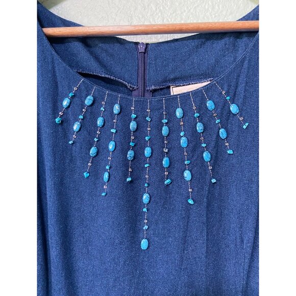 Vintage Napa Valley Dresses Women's Dress‎ and Jacket Blue Denim w/ Rocks Set 16 - Picture 5 of 11